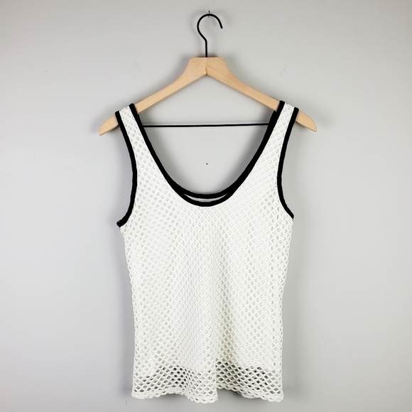 1. State White and Black Tank Blouse Small - Picture 7 of 8